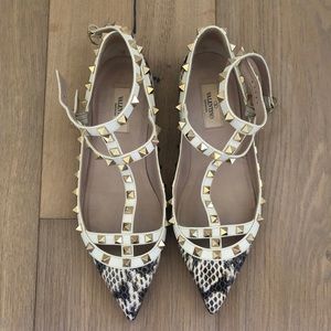 Valentino Garavani Rockstud Caged Flat Snakeskin